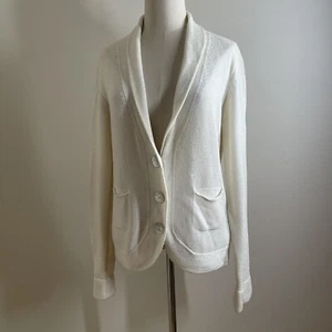 Sartoria Benetton Women’s Ivory 3-Button Long Sleeve Knit Cardigan Sweater -SZ M - Picture 1 of 10