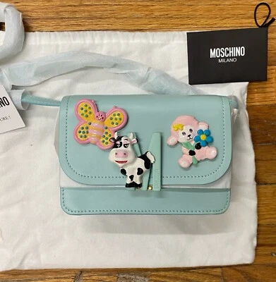 SS22 MOSCHINO Couture Jeremy Scott Calico Turquoise Cow Sheep Patch Shoulder Bag - Image 1 of 4