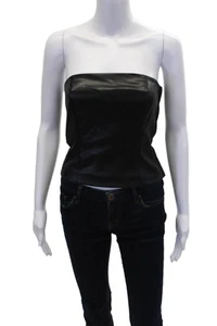 Drew Women's Square Neck Sleeveless Faux Leather Blouse Black Size XS - Picture 1 of 7
