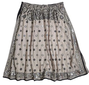 Falda midi para mujer suave envolvente bordada con lentejuelas pequeña grande gitana boho - Imagen 1 de 5