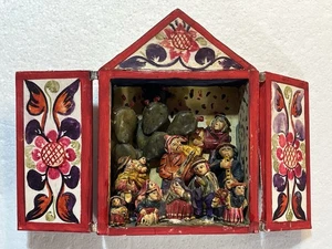 Caja de sombra Retablo madera y cerámica diorama aprox 8x6x3 defectuoso - Imagen 1 de 6
