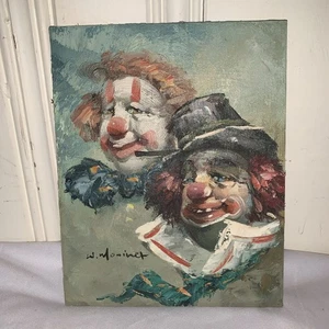 Seltenes Original William Moninet Ölgemälde, 2 Clowns, Mid Century Art, signiert - Bild 1 von 11