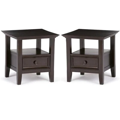 Home Square 2-Piece 19" Square Transitional End Table Set in Hickory Brown - Image 1 of 4