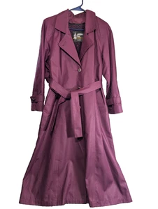 Vintage London Fog Maincoat Womens 8P Purple Removable Liner Trench Classic USA - Picture 1 of 10