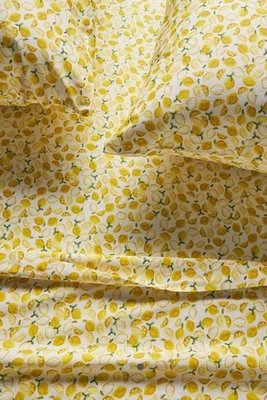 NEW Anthropologie Organic Cotton Sateen Queen Sheet Sheets Set Lemons Yellow - Image 1 of 4
