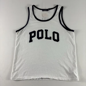 Camisa Polo Ralph Lauren Para Hombres Mediana Blanca Camiseta sin Mangas Bandera de EE. UU. Gimnasio Atlético - Imagen 1 de 11