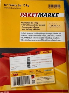 20 Paketmarken DINA4 DHL 10kg Wert 209,80 Euro - Bild 1 von 2