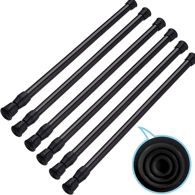 6件装橱柜杆可调节弹簧张力杆黑色冰箱吧台Exten — 第 1/4 张图片