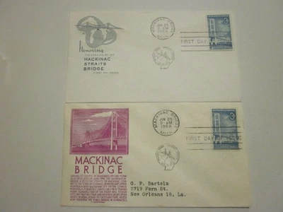 2 US COVER 1958 MACKINAC BRIDGE FDC #1109 ANDERSON & HOUSE OF FARNAM CACHETS - Image 1 of 3