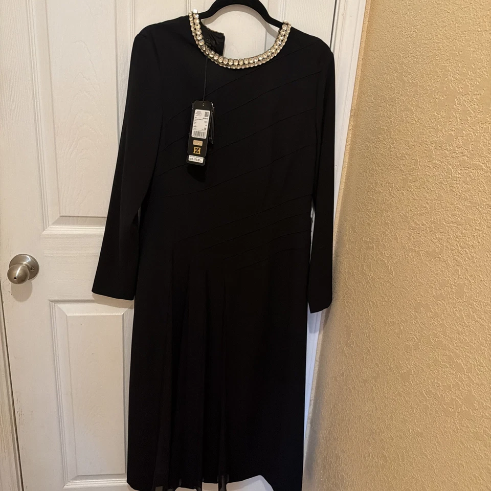 Escada Couture 40 Dress Wool Silk Lace Black Long Sleeve Womens US Size 10 - Image 1 of 4