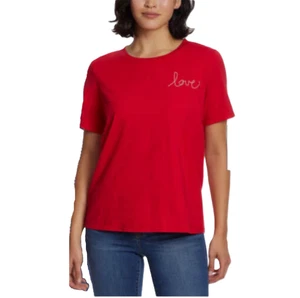 Ella Moss Womens XL Red T-Shirt Ultra Soft Cotton Casual Top Round Neck Tee - Picture 1 of 13