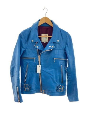 UNDERCOVER GIACCA SOTTOCOPERTA RIDERS DOPPIA O PELLE BLU TINTA UNITA B4210 usata