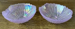 2 Lavender Iridescent Scalloped Rim Ceramic Bowls - Picture 1 of 6