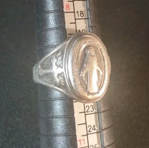 6.3gram Creed Size 9.5 Sterling Silver 925 vintage Immaculate Mother Mary Ring - Imagen 1 de 8