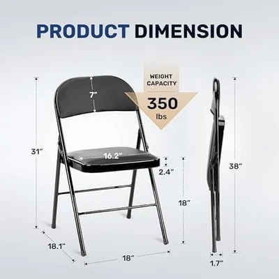 Leather Folding Chair Padded Folding Chairs Sturdy Metal Foldable Chair Outdoor - Image 1 of 4