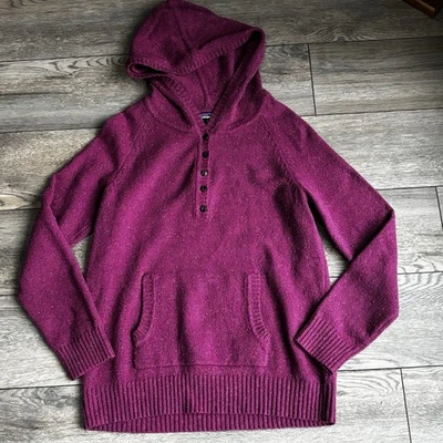 Women’s Patagonia Wool Blend Hooded Sweater Pink Purple Sz Medium - Image 1 of 4