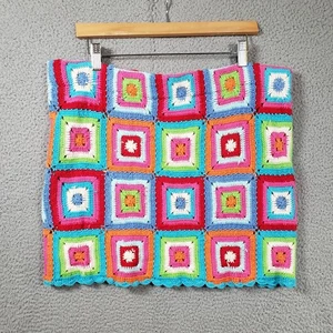 Show ME Your MuMu Pisces Skirt Womens XL Multi Square Crochet Lined Festival - Picture 1 of 10
