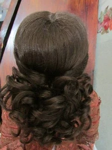 SIZE 8 LODAMIA WIG MOHAIR SYNTHETIC MED BROWN MODERN ANTIQUE DOLL - Picture 1 of 3