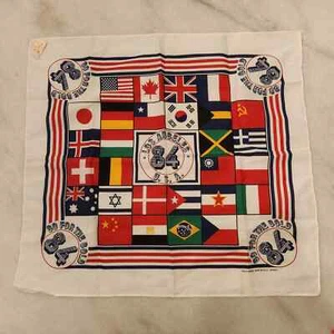 Vintage 1984 Olympic Bandana RN 14193 “Go For The Gold” Poly/Rayon 21 x 21 Inch - Picture 1 of 6
