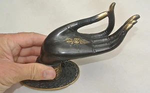 BUDDHA DOOR handle solid aged brass antique old style HAND fingers 20 cm LEFT B - Picture 1 of 5