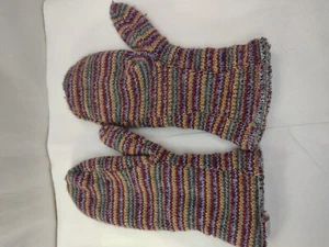 Hand Knitted 100% Cotton Wool Mittens Warm Woolen Needle Point USA Made - Picture 1 of 4