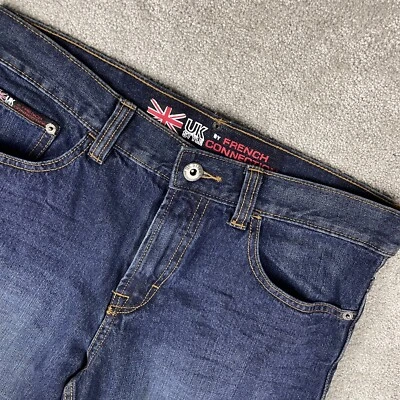 Jeans UK Style by French Connection para hombre talla 33x30 pierna recta lavado oscuro denim Foto 1 de 4