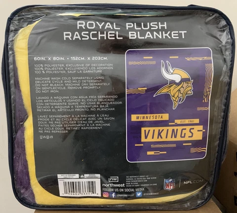 MINNESOTA VIKINGS 60"X80" ROYAL PLUSH RASCHEL BLANKET NEW NORTHWEST 👀 Cover