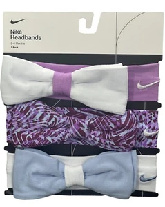 Nike Headbands Infant Girls Headband Stretchy 3 Pack Nike Logo Blue Purple White - Picture 1 of 5