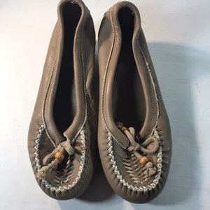 Cherokee Lt. Brown Leather Moccasin 2in Wedge Slip Ons Womens Size 7.5 USA - Picture 1 of 7