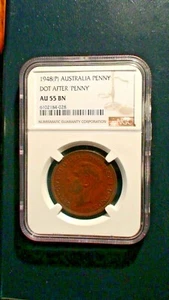 1948 P Australia Penny NGC AU55 BN DOT AFTER PENNY 1P Coin PRICED FOR QUICK SALE - Picture 1 of 4