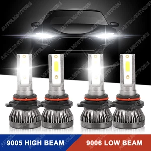 4x Combo 9005 + 9006 LED Headlight Kit Bulbs High Low Beam 6000K White 80000LM - Picture 1 of 13
