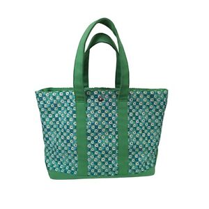 Pendleton Canvas Tote Green Floral Cotton Shoulder Bag Snap Closure