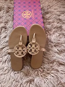 Tory Burch Miller Soft Leather -7.5 Sandals Light Make Up - Picture 1 of 3