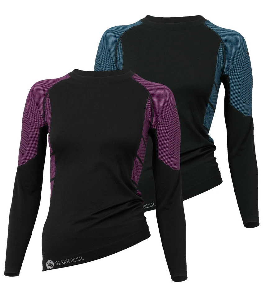 Sportwäsche Damen Thermo Funktionshirt Long Sleeve Funktionsunterwäsche Seamless