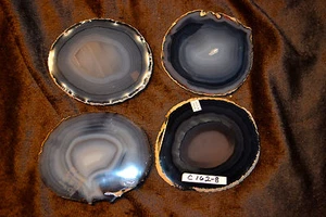 4er SET TASSENUNTERSETZER BRASILIEN GEODE DÜNNE PLATTE SCHWARZ GRAU C162-8 - Bild 1 von 3
