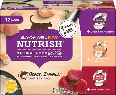 THE J.M. SMUCKER CO. Rachael Ray Nutrish Natural Wet Cat Food, Ocean Lovers Variety Pack, 2.8 Ounce C