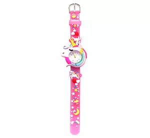 Girls Unicorn Quartz Watch 32mm Round Rubber Bezel Pink Silicone Band - Picture 1 of 5