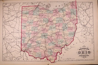 Mapa de carreteras ferroviarias con fecha de 1879 ~ ESTADO de OHIO (17x27)-#21 Foto 1 de 2