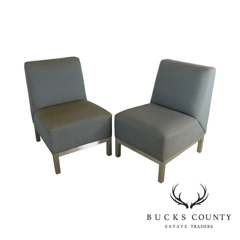 Mid Century Modern Chrome Base Pair Lounge Chairs Cover