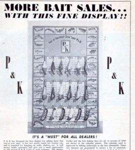 1948 P & K Fishing Lures Sales Display Print Ad Bright Eyes , Walkie Talkie - Picture 1 of 2