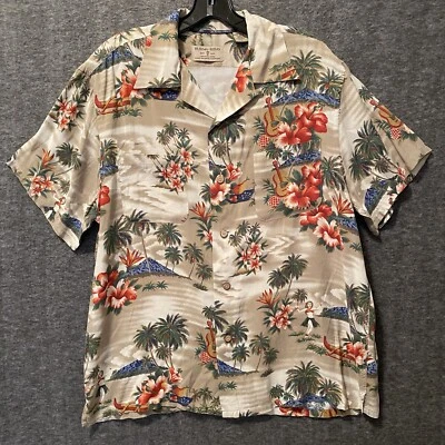 Burma Bibas Shirt Mens L Floral Hawaiian Girl Rayon Modal Short Sleeve Button Up - Image 1 of 4