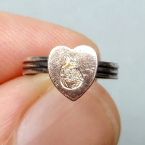 Christ, Sacred Heart. Antique Religious Silver Little Ring. - Picture 1 of 8