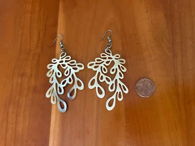 Buffalo Horn earrings from Vietnam Natural Tan  2.5 x 1.5 inches - Image 1 of 2