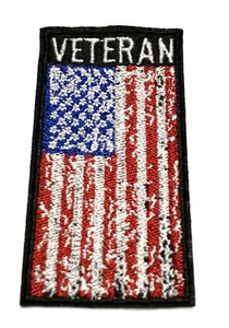 Veteran Distressed American USA Flag Patch Embroidered Iron-On Applique Military - Picture 1 of 3