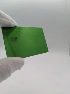 Heavy Metal Stainless Steel Credit Card Blank w/ Chip Slot & Mag Strip Green - Picture 1 of 2
