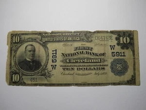 $10 1902 Cleveland Oklahoma OK National Currency Bank Note Bill Ch. 5911 RARE - Picture 1 of 3