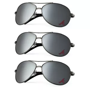 Set of 3 - Atlanta Braves MLB UV 400 Silver Mirror Metal Aviator Sunglasses - Picture 1 of 1