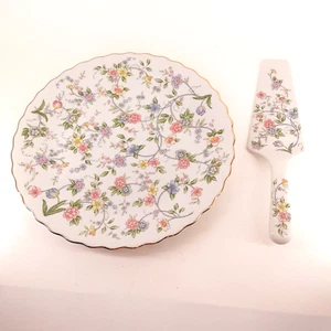 Andrea By Sadek Corona Floral Porcelain 10.25" Round Cake Plate and Server - Bild 1 von 8