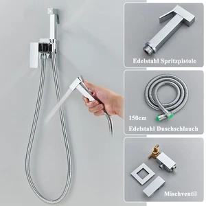 Edelstahl Bidet brause set mischer Hygiene WC Handbrause armatur schlauch Chrom - Bild 1 von 8