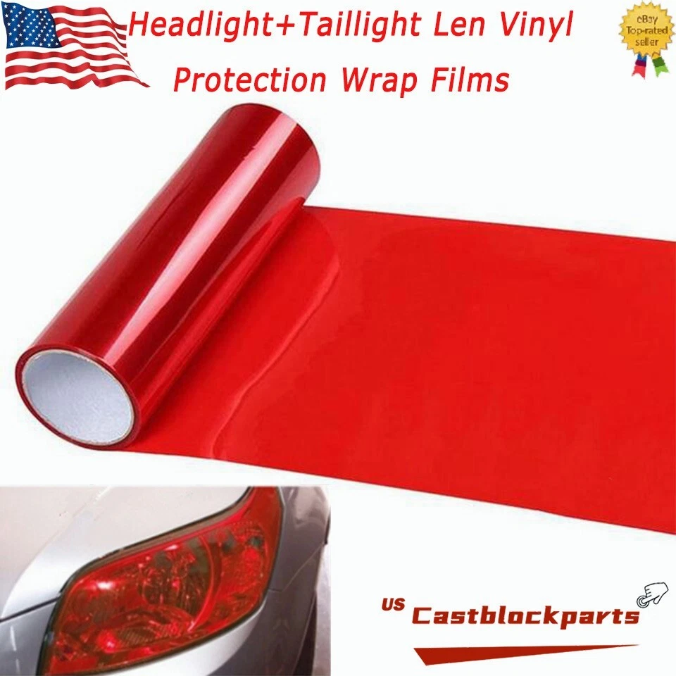 For Headlight Taillamp Transparent Red Lens Vinyl Protection Wrap Film 12"x78" - Image 1 of 4